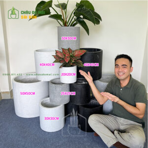 Chậu xi măng đá mài