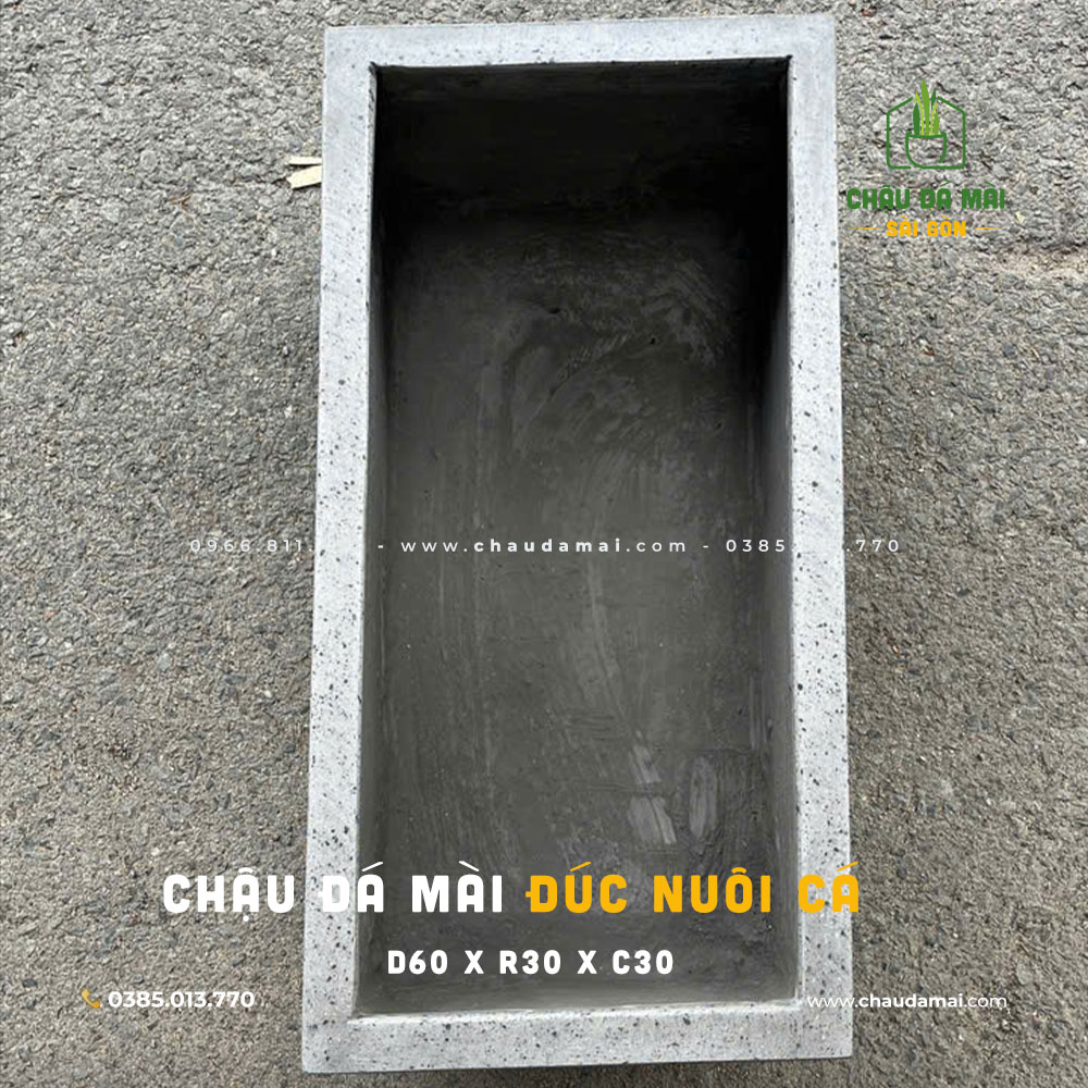 chậu xi măng chữ nhật nuôi cá