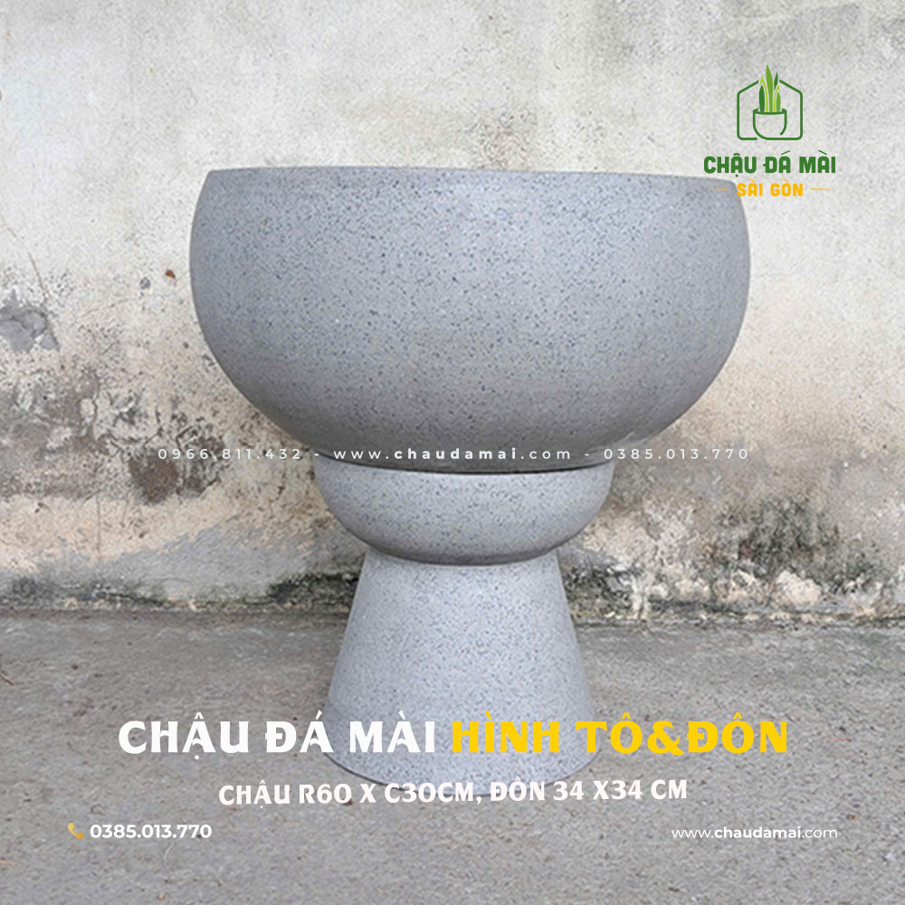 chậu đá mài nuôi cá kèm đôn
